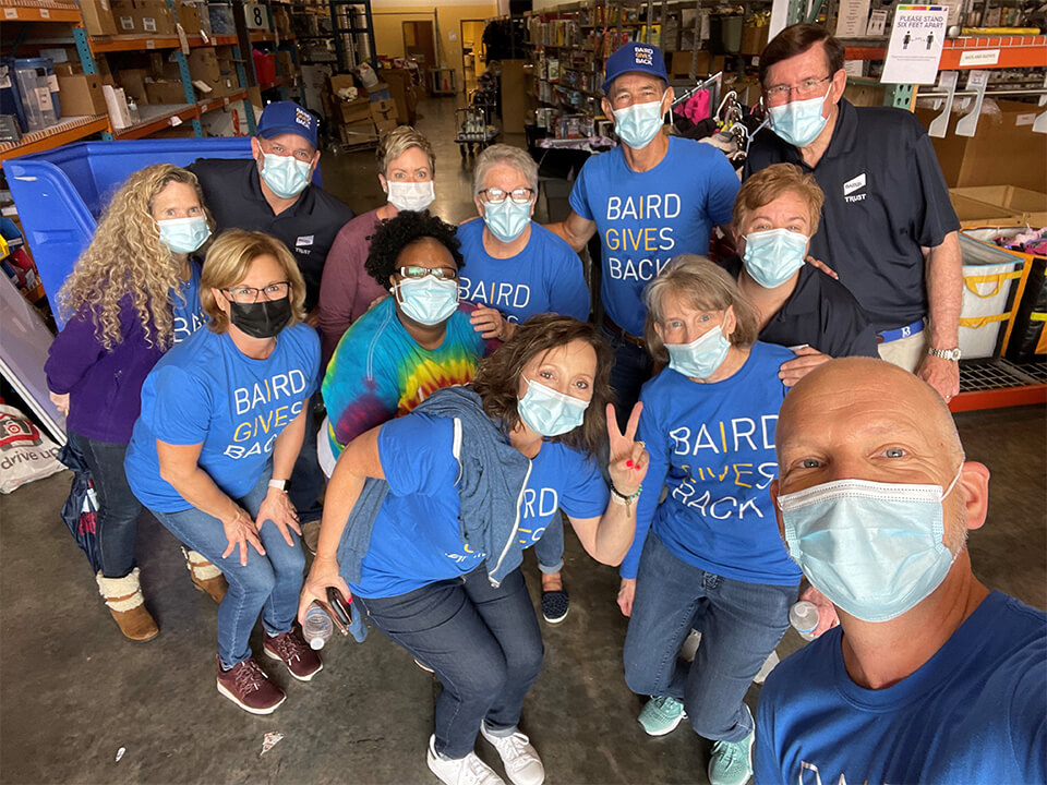 A group of Baird Trust associates volunteering at Home of the Innocents