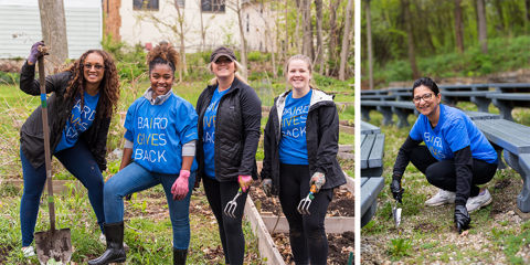 Collage of Baird associates volunteering