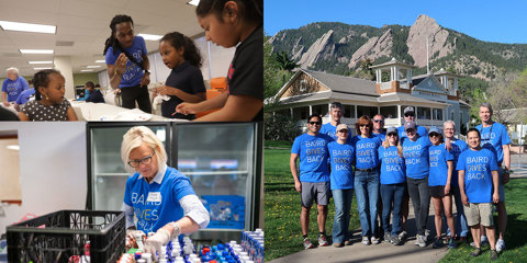Collage of Baird Associates volunteering for Baird Gives Back week