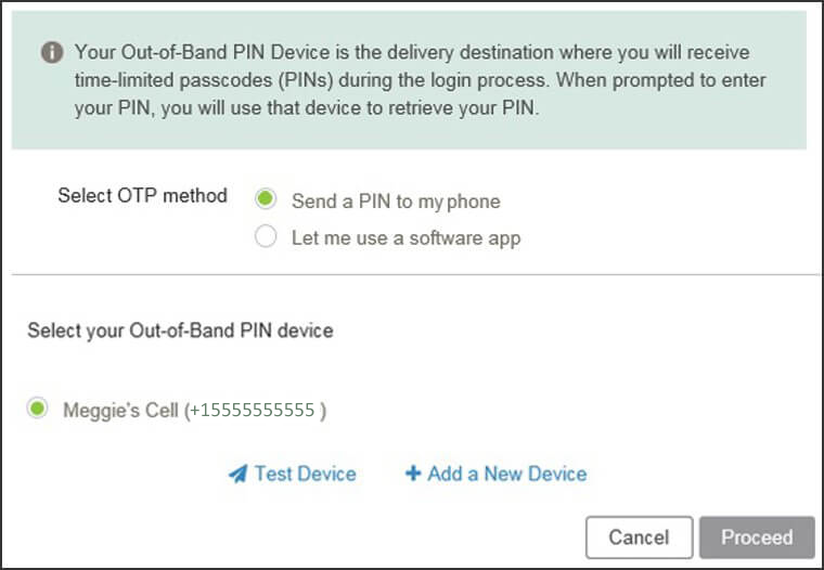 Screenshot of the form to test a device